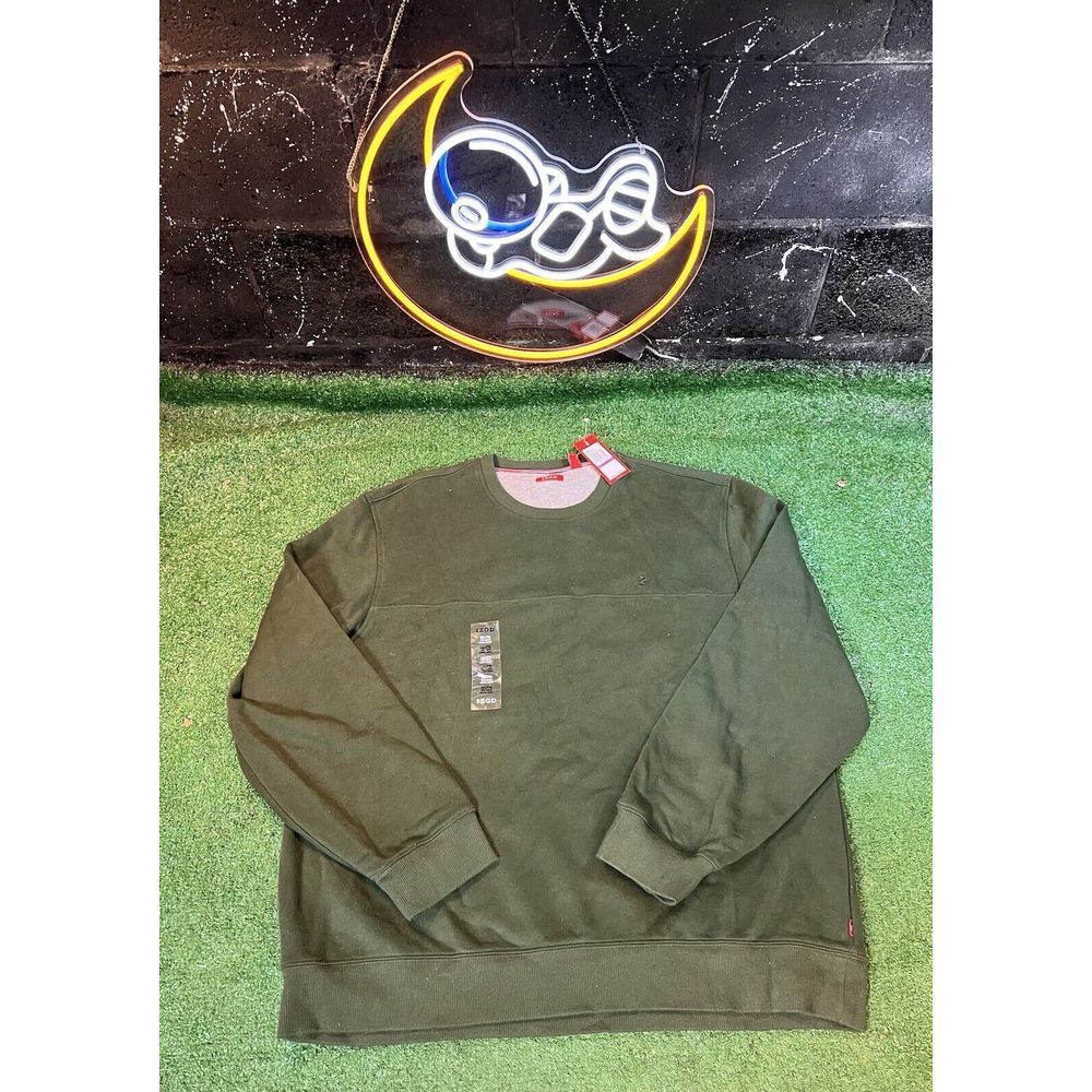 NWT Izod Sueded Fleece Kombu (Forest) Green Preppy Pullover Sweatshirt Men's 2XL